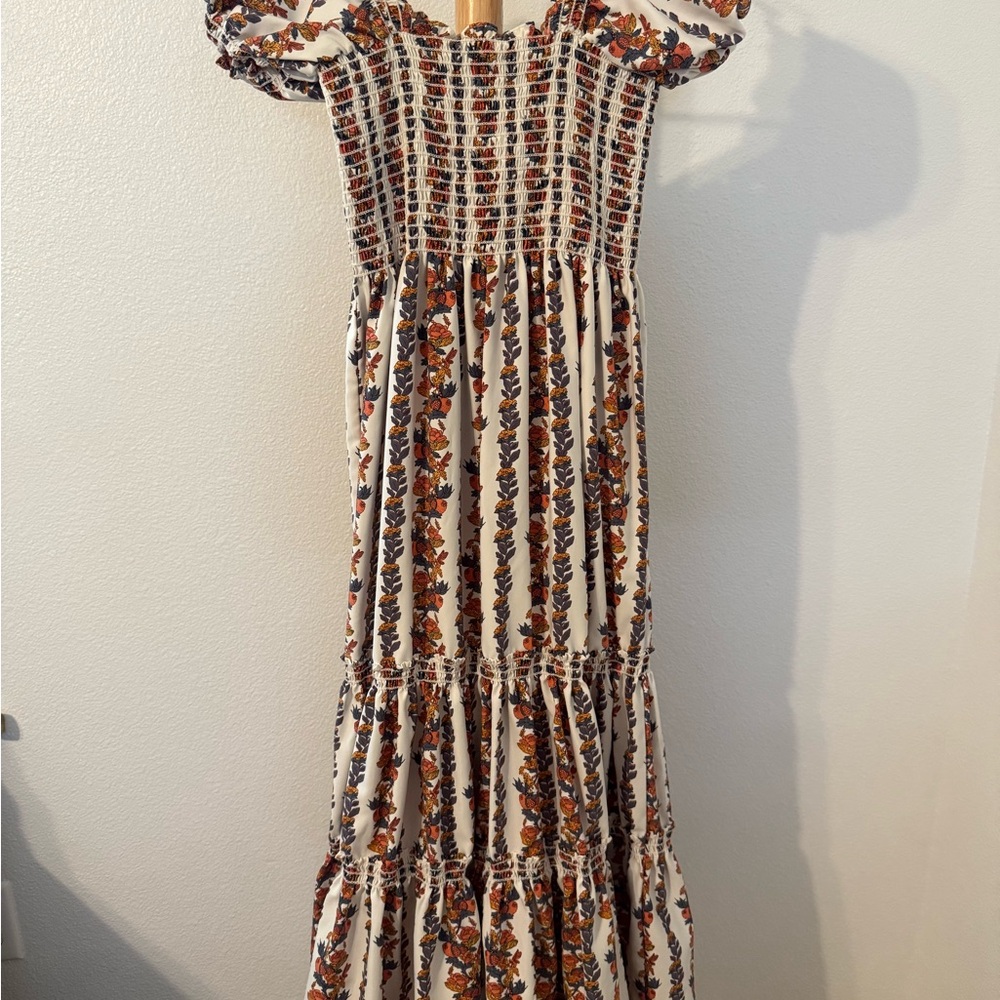 Vintage-Inspired Floral Tiered Maxi Dress with Smocked Bodice